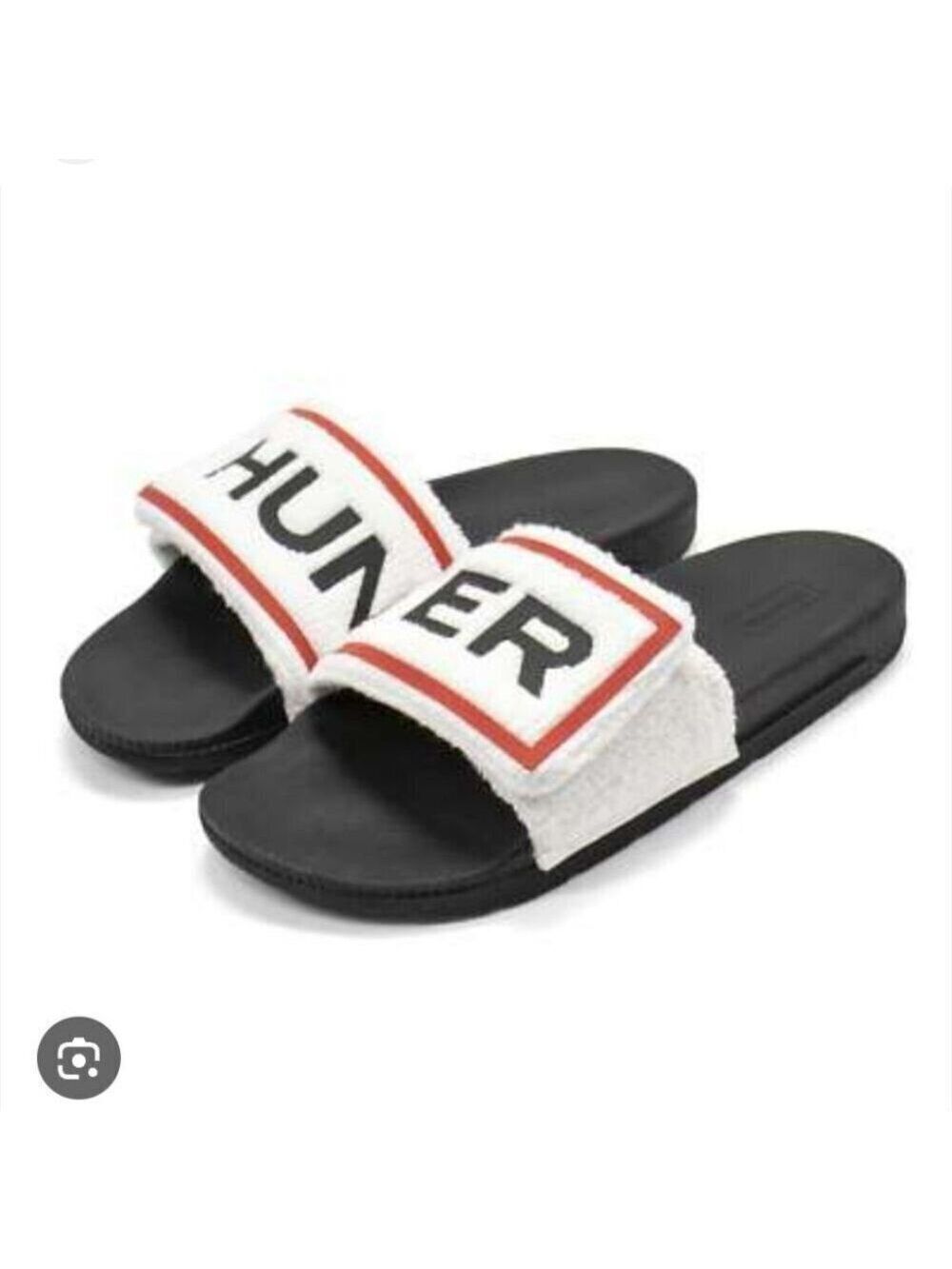 HUNTER | Original Terry Towelling Logo Slides Slip-on Sandals sz 7